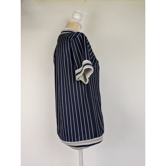 New York Yankees MLB 1/4 Zip Pinstripe Stitches Pullover Short Sleeve Size Large - Picture 2 of 11